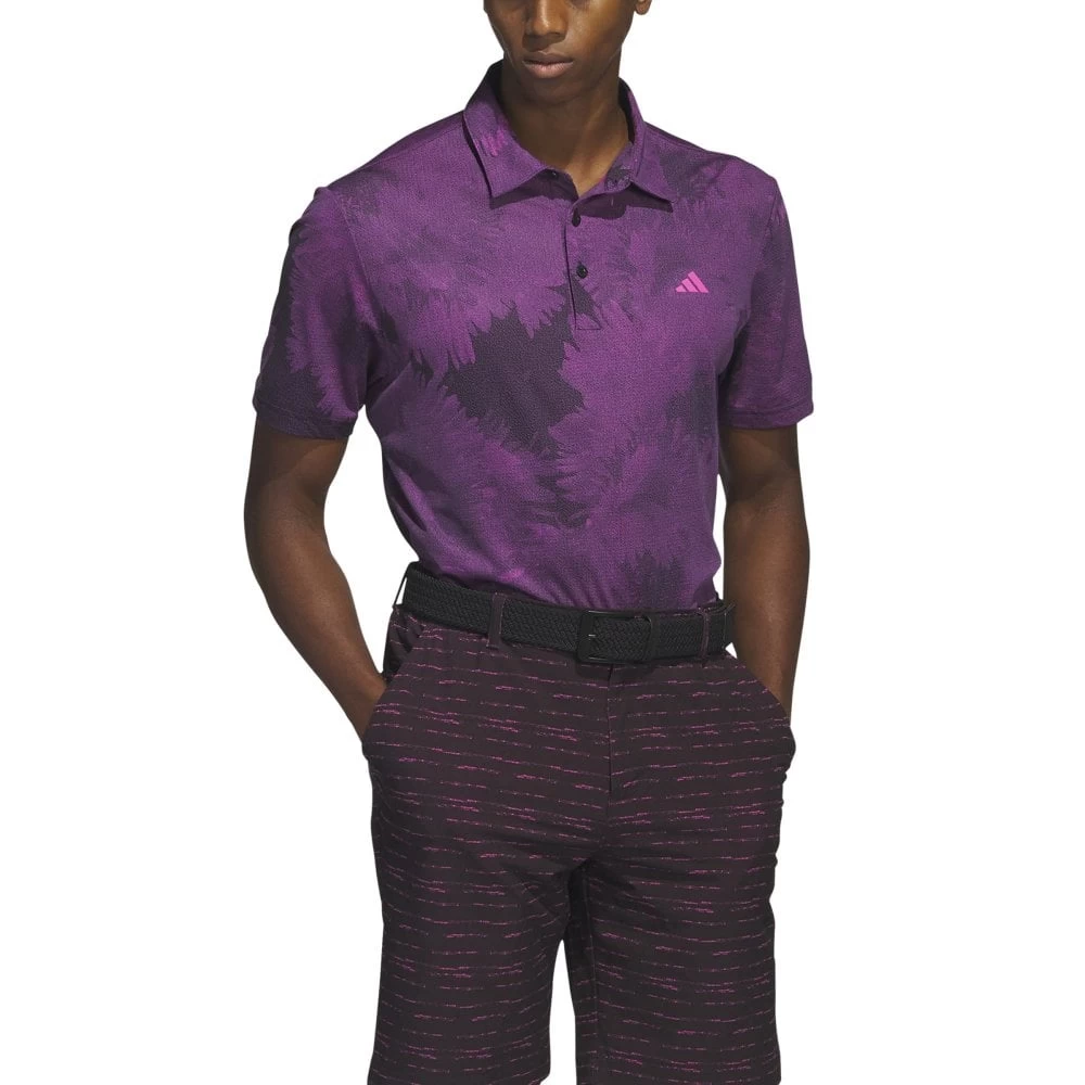 ADIDAS Flower Mesh Golf Polo Shirt - Black 3 ADIDAS Flower Mesh Golf Polo Shirt - Black