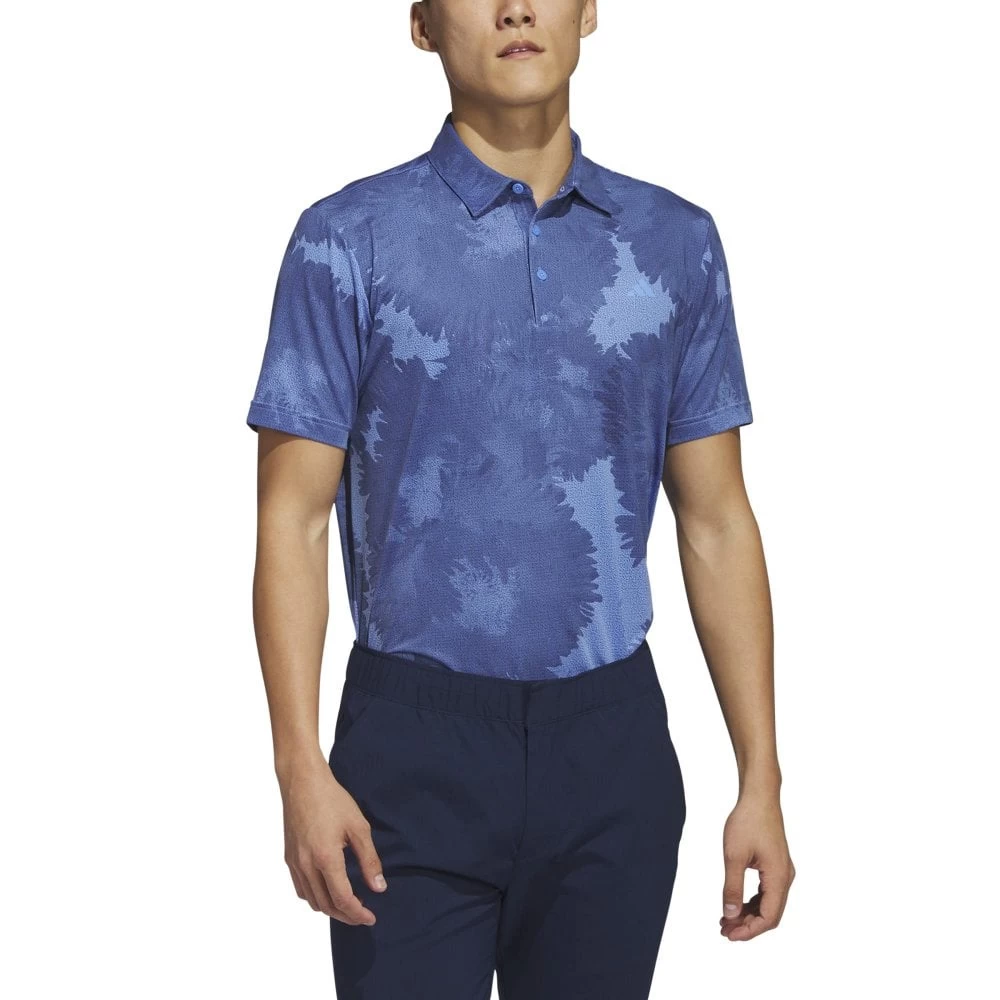 ADIDAS Flower Mesh Golf Polo Shirt - Blue Fusion 3 ADIDAS Flower Mesh Golf Polo Shirt - Blue Fusion