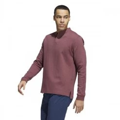 ADIDAS Go-To Long Sleeve Henley Polo Shirt Quiet Crimson -golf adidas go to long sleeve henley polo shirt quiet crimson p11442 24390 image