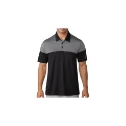 ADIDAS Heather 3 Stripe Polo - Black