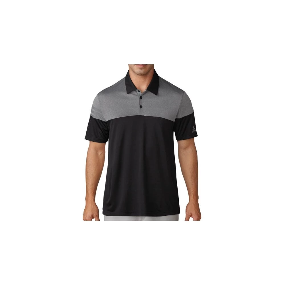 ADIDAS Heather 3 Stripe Polo - Black 3 ADIDAS Heather 3 Stripe Polo - Black