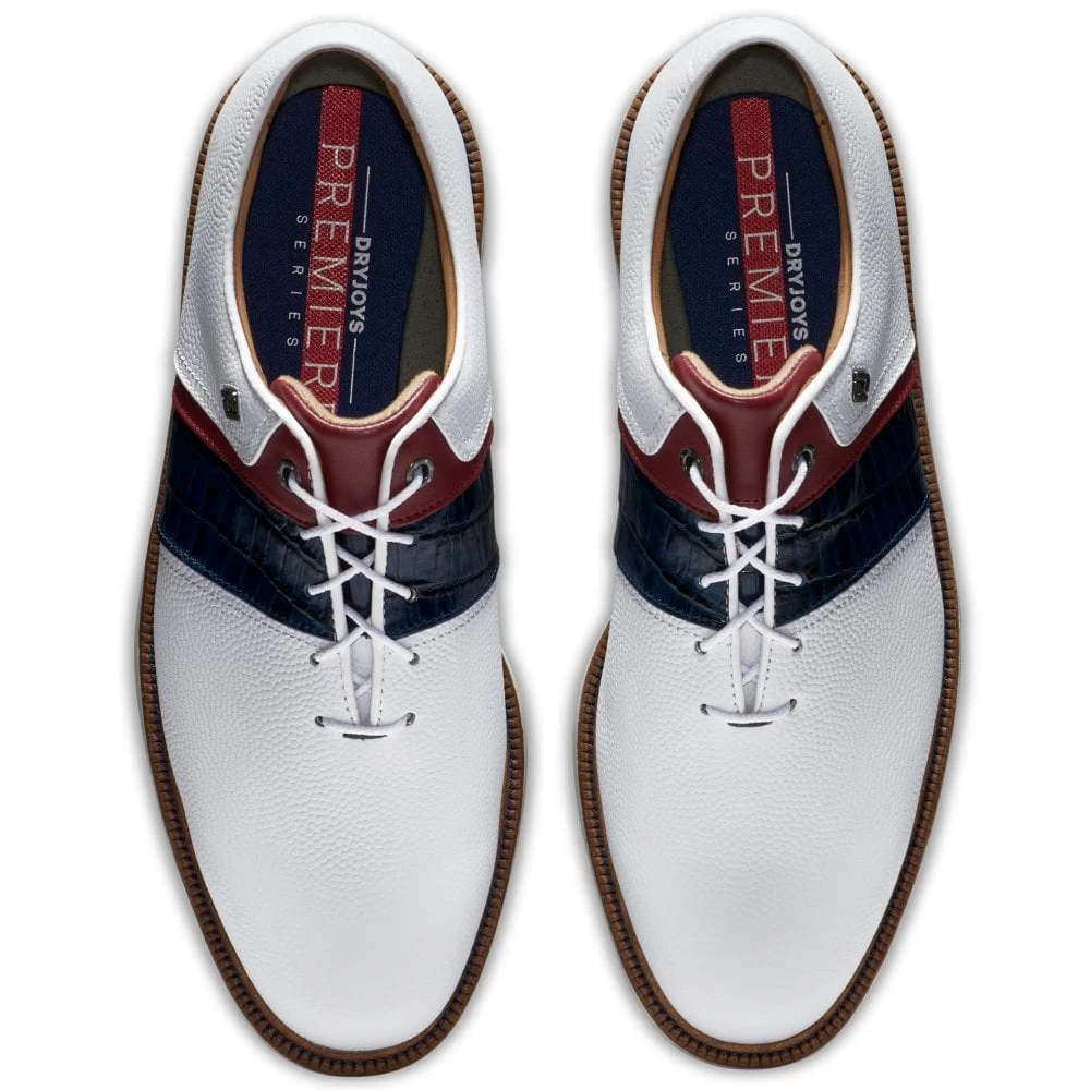 FootJoy 2022 Mens DJ Premiere Golf Shoes - White/Navy/Red 6 FootJoy 2022 Mens DJ Premiere Golf Shoes - White/Navy/Red - Image 4