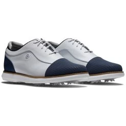 FootJoy 2022 Womens FJ Traditions Golf Shoes - White/Navy