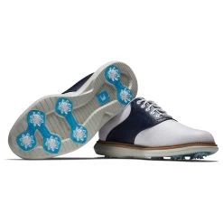 Footjoy Mens FJ Traditions White/Navy Golf Shoes -golf footjoy mens fj traditions white navy golf shoes p12602 27474 image