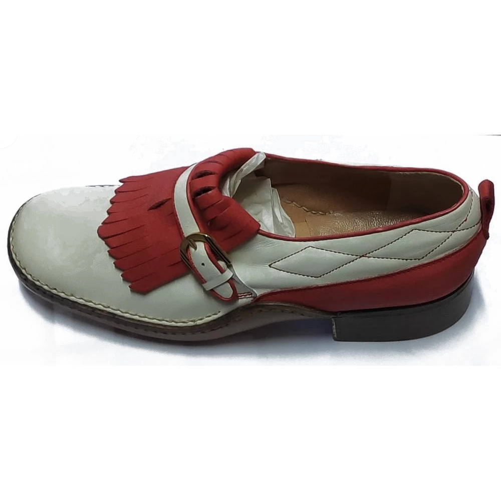Italian Leather Golf Shoe Cattolic - Red/White 3 Italian Leather Golf Shoe Cattolic - Red/White