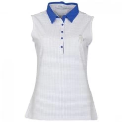 CAIT S/LESS PIN DOT POLO SAP-WHT