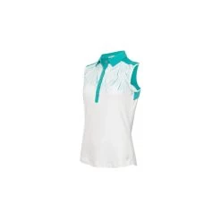 ENID PRINT SLEEVELESS POLO - Palm/White