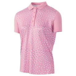LADIES ALL OVER PRINT POLO PINK/WHITE